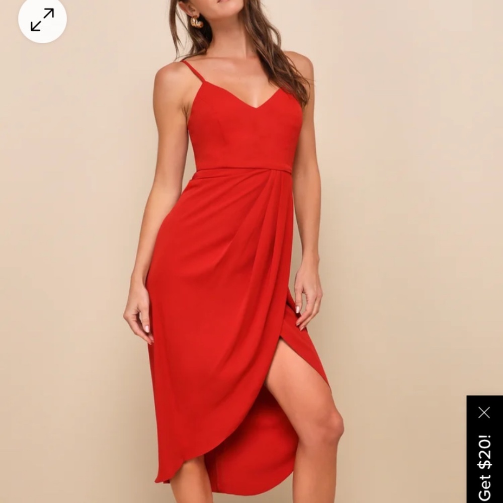 Lulus Rust Red Midi Dress Size Small